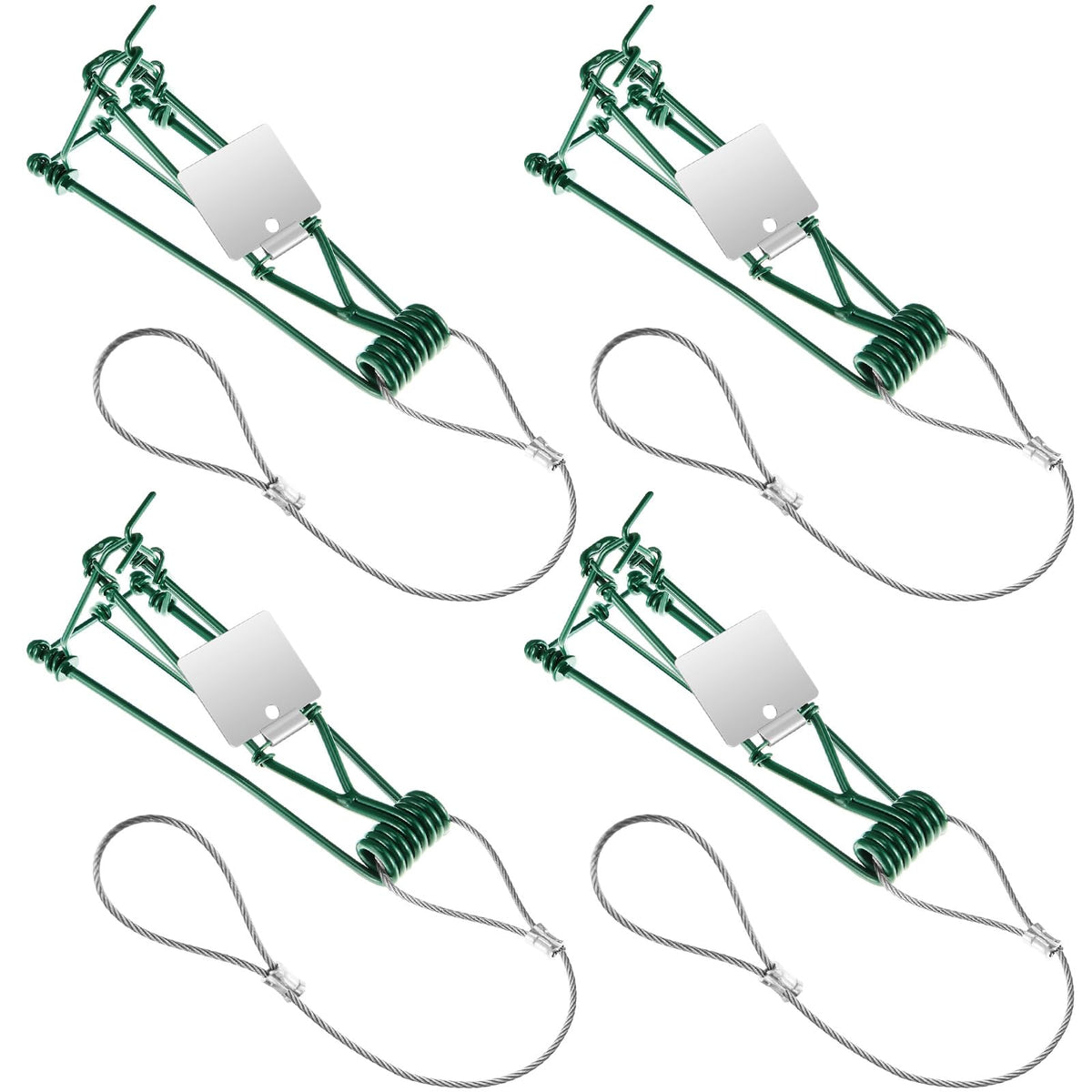 Qualirey 4-pcs gopher traps with chain packaging, ready for easy setup.