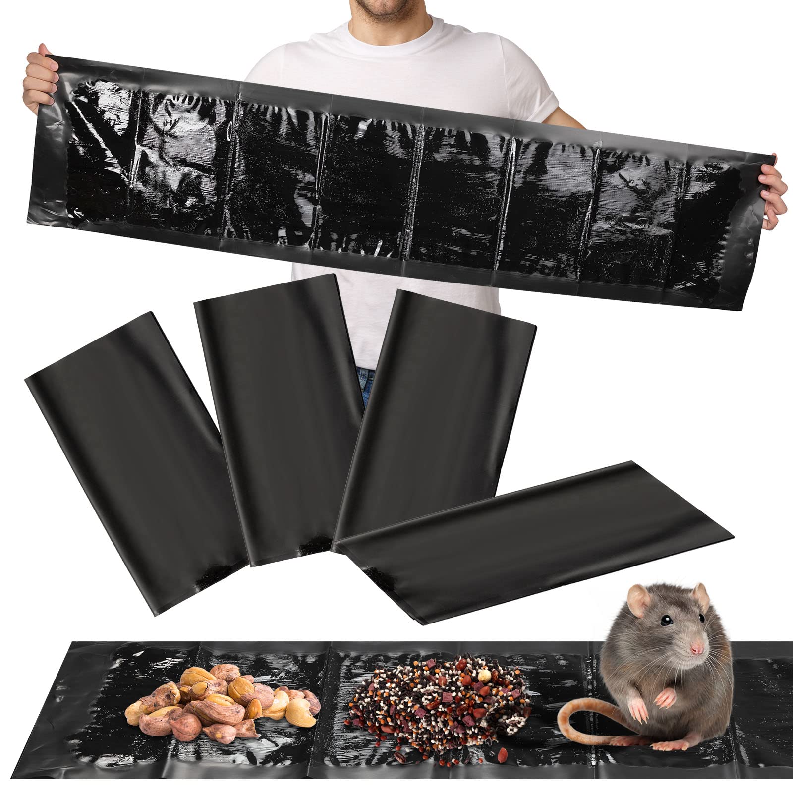 Qualirey 47-inch sticky trap mat captures mice and rats indoors.
