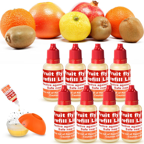 Qualirey 8-pack fruit fly trap refill liquid for indoor use to reduce flies