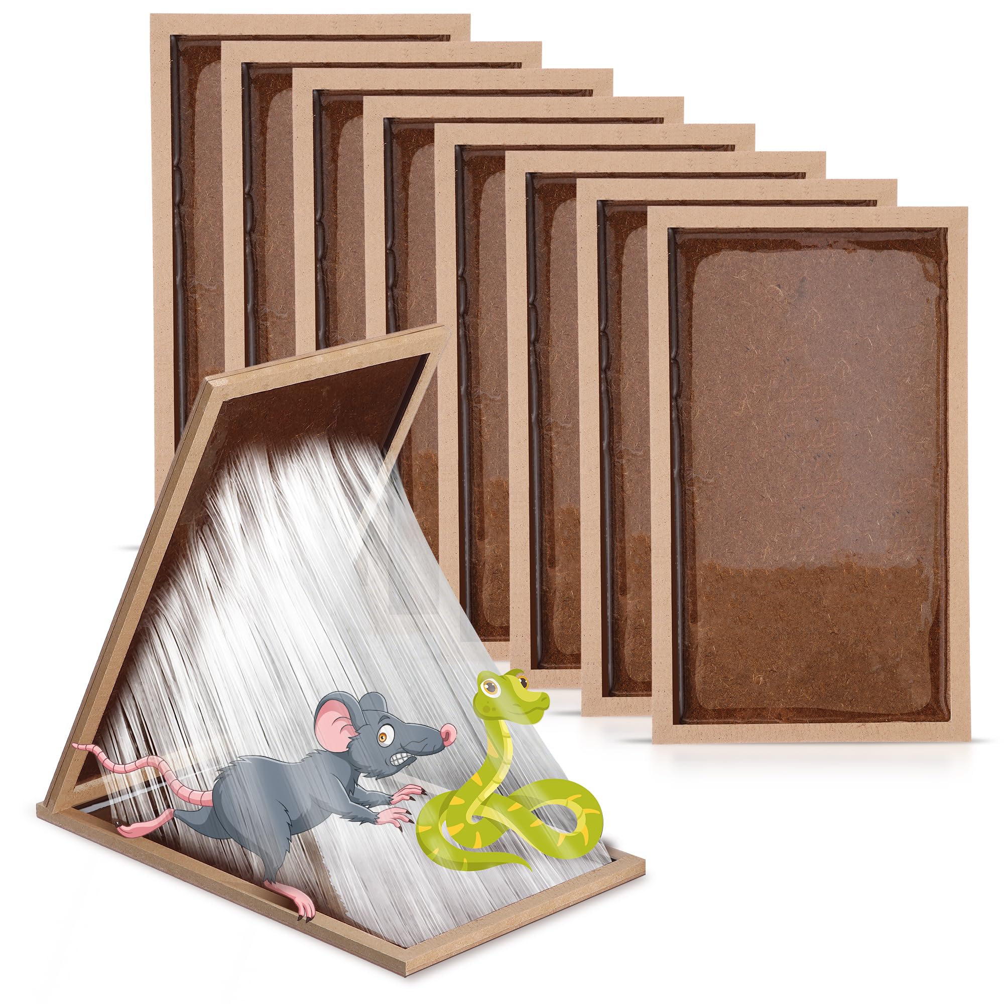 Qualirey large mouse glue traps on a sturdy wooden base for reliable home pest control