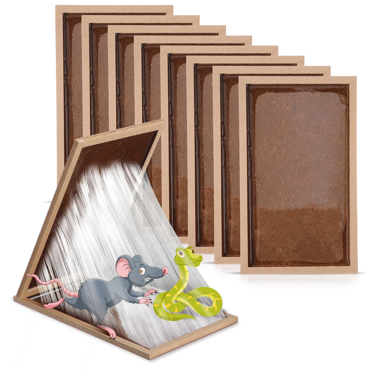 Qualirey large mouse glue traps on a sturdy wooden base for reliable home pest control