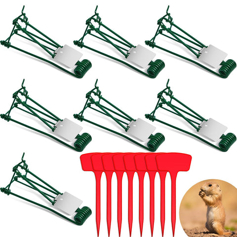 Qualirey eight-piece gopher trap kit ready for yard deployment.