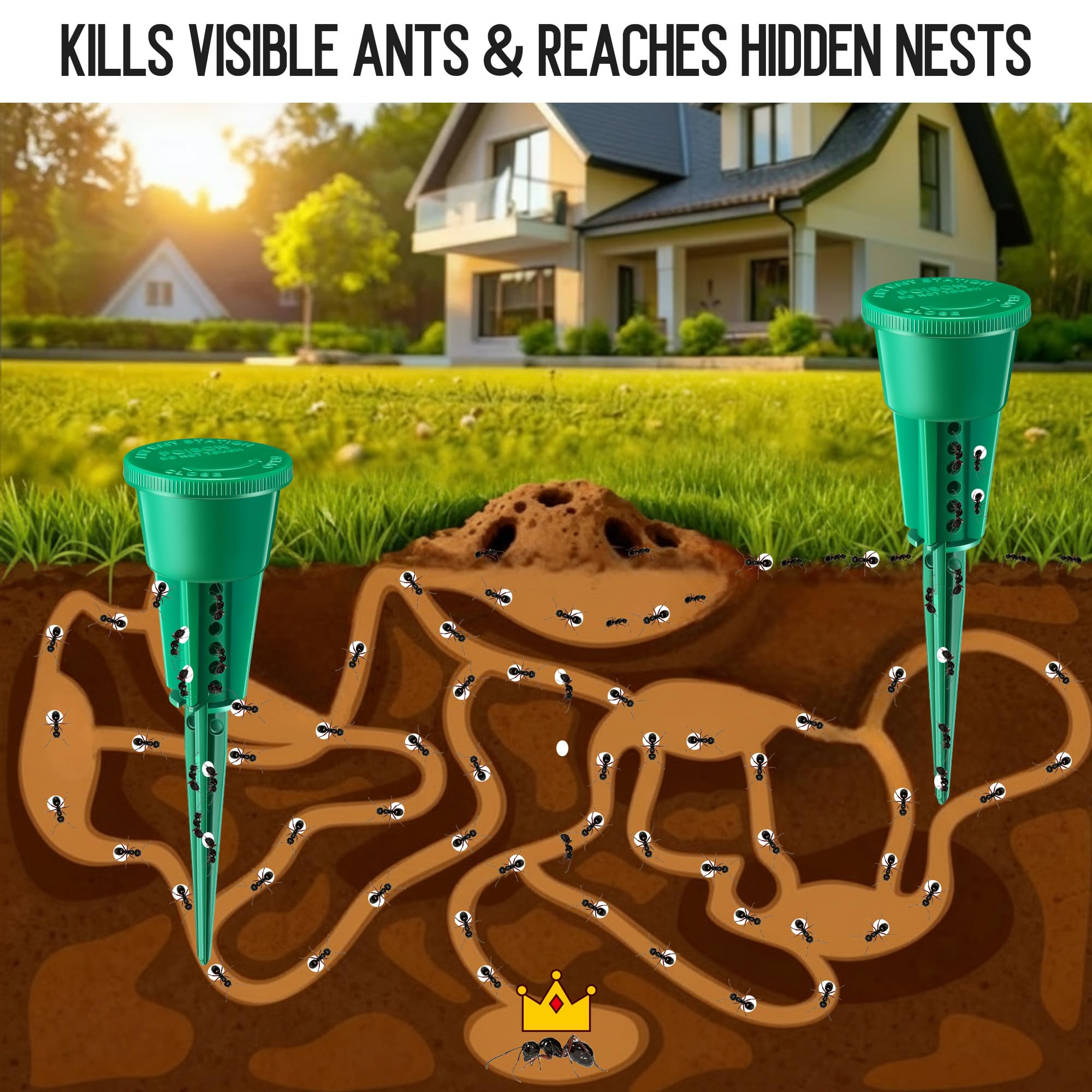 Qualirey ant trap with safety lid keeps curious pets and kids safe outdoors.