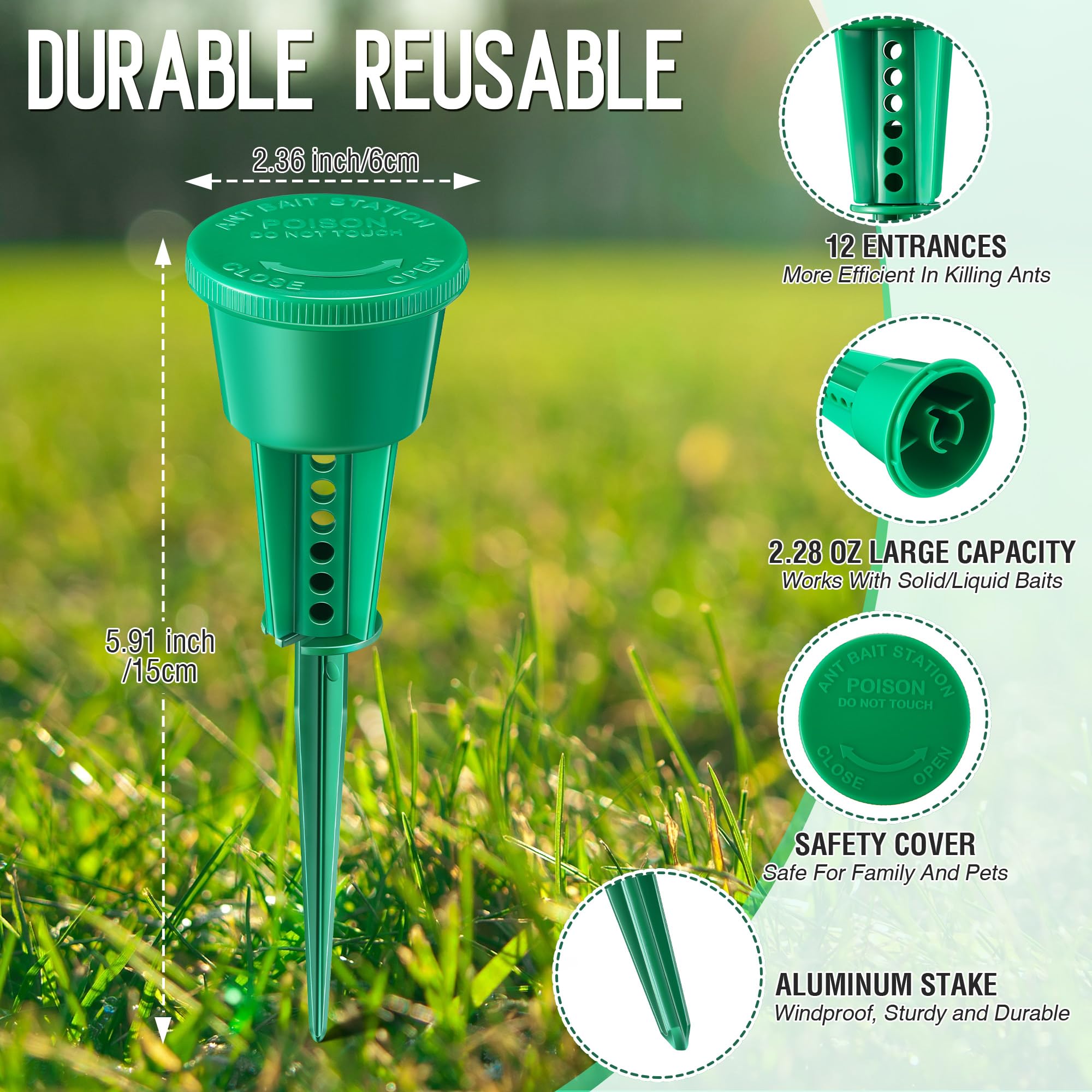 Qualirey 2.28 oz bait capacity supports longer outdoor use between fills.