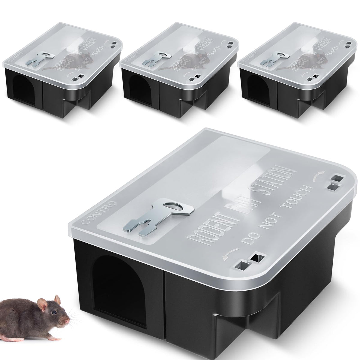 Qualirey rat bait station with clear lid for easy bait monitoring