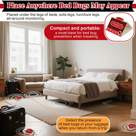 Qualirey trap shown in a hotel room for travel protection.