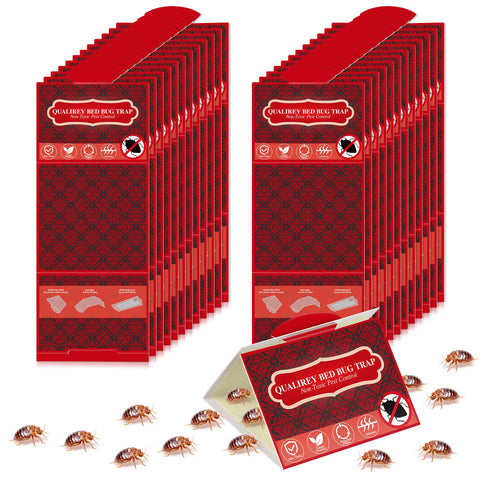 Qualirey bed bug traps with red triangle design for early detection.