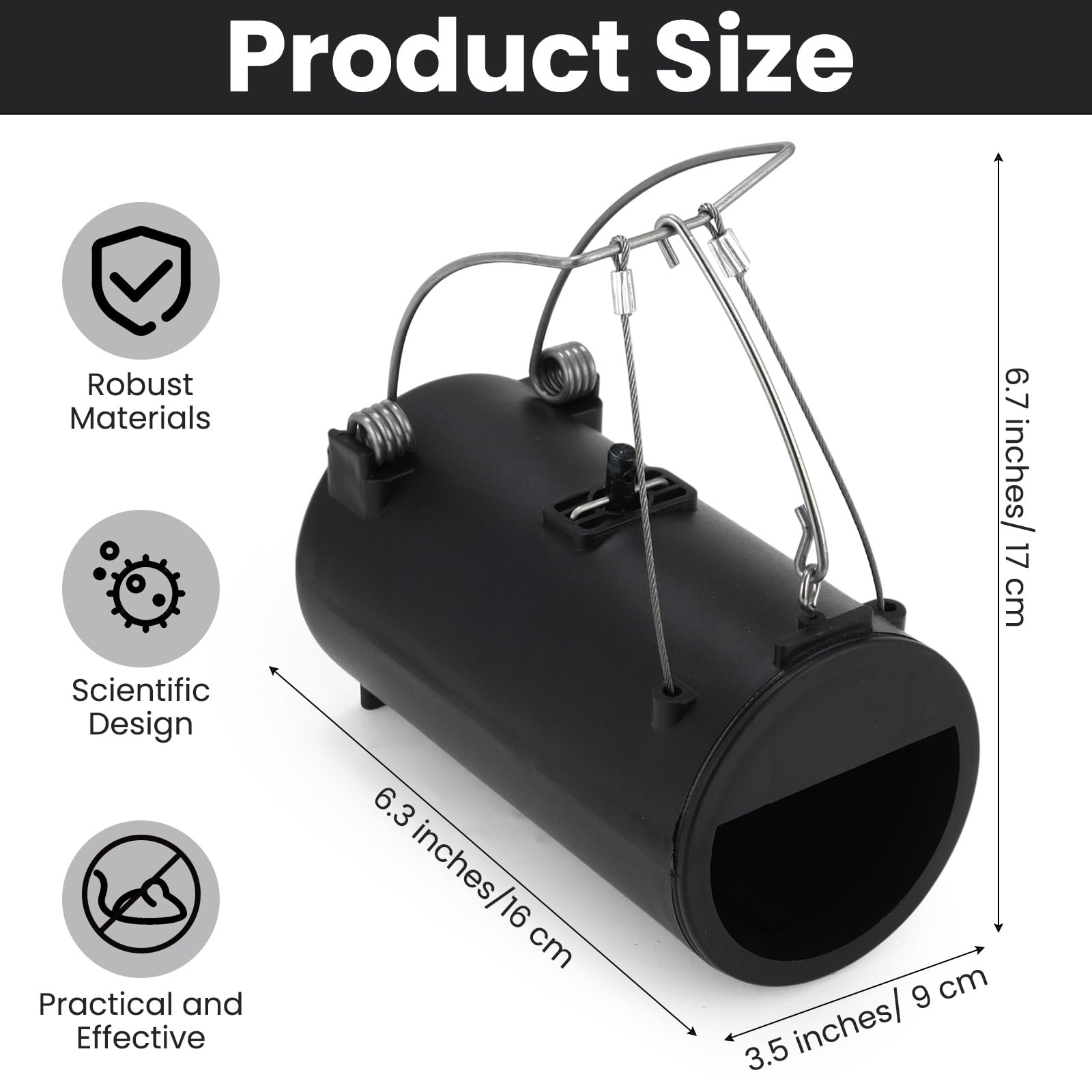 Qualirey Black Hole Gopher Trap installation, vertical or horizontal use.