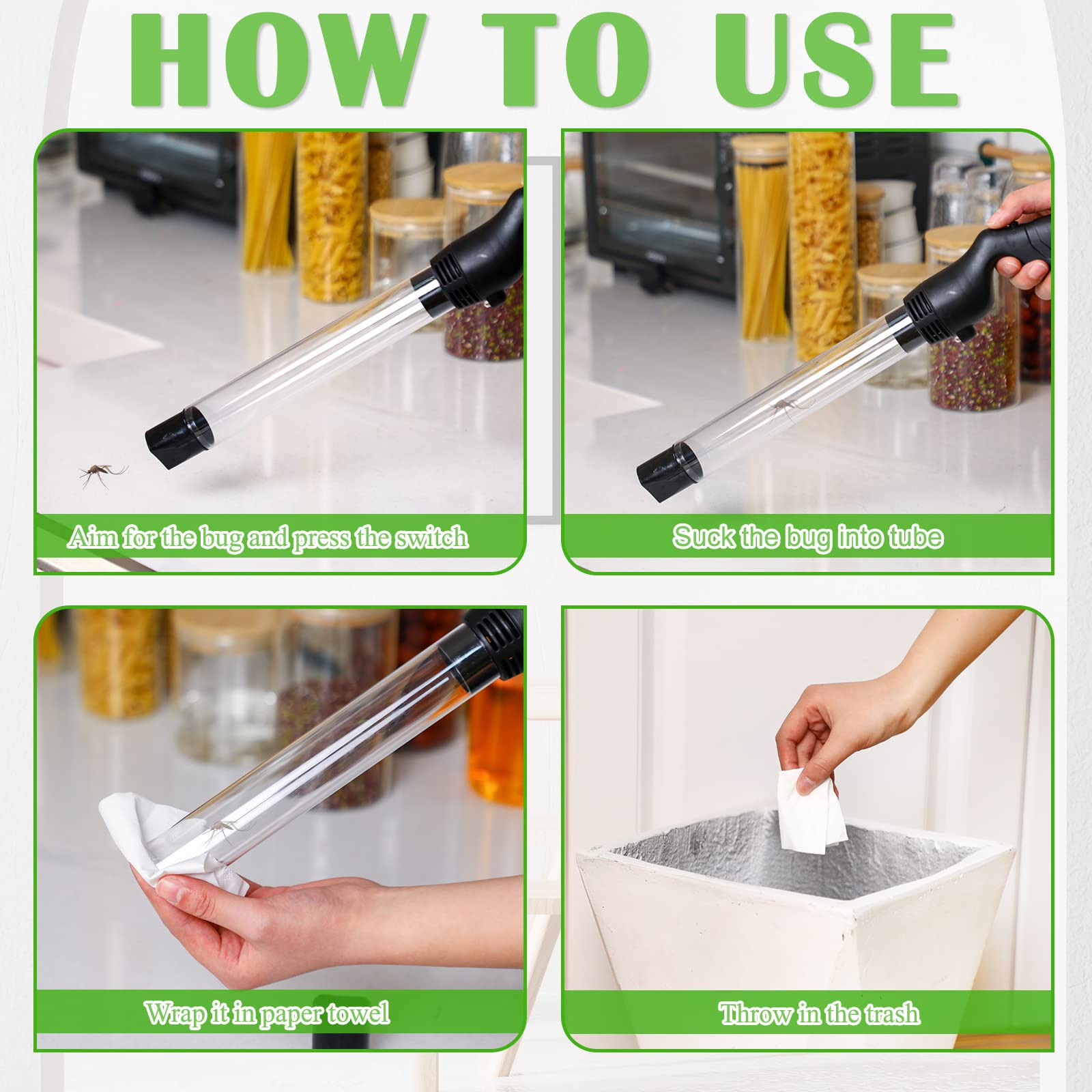 Qualirey vacuum's powerful motor helps trap small insects effectively.