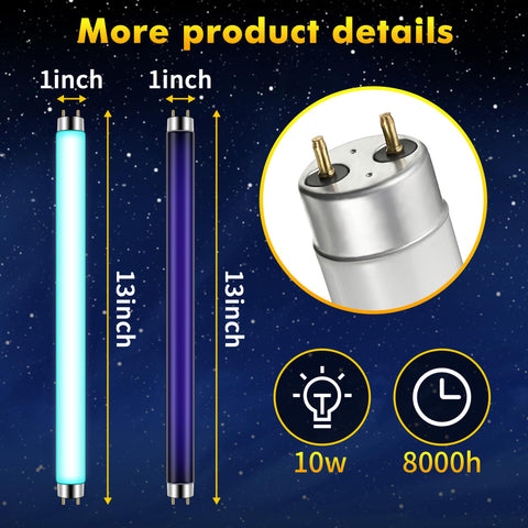 Qualirey black 13-inch bug zapper tube emits ultraviolet light for flying insects.