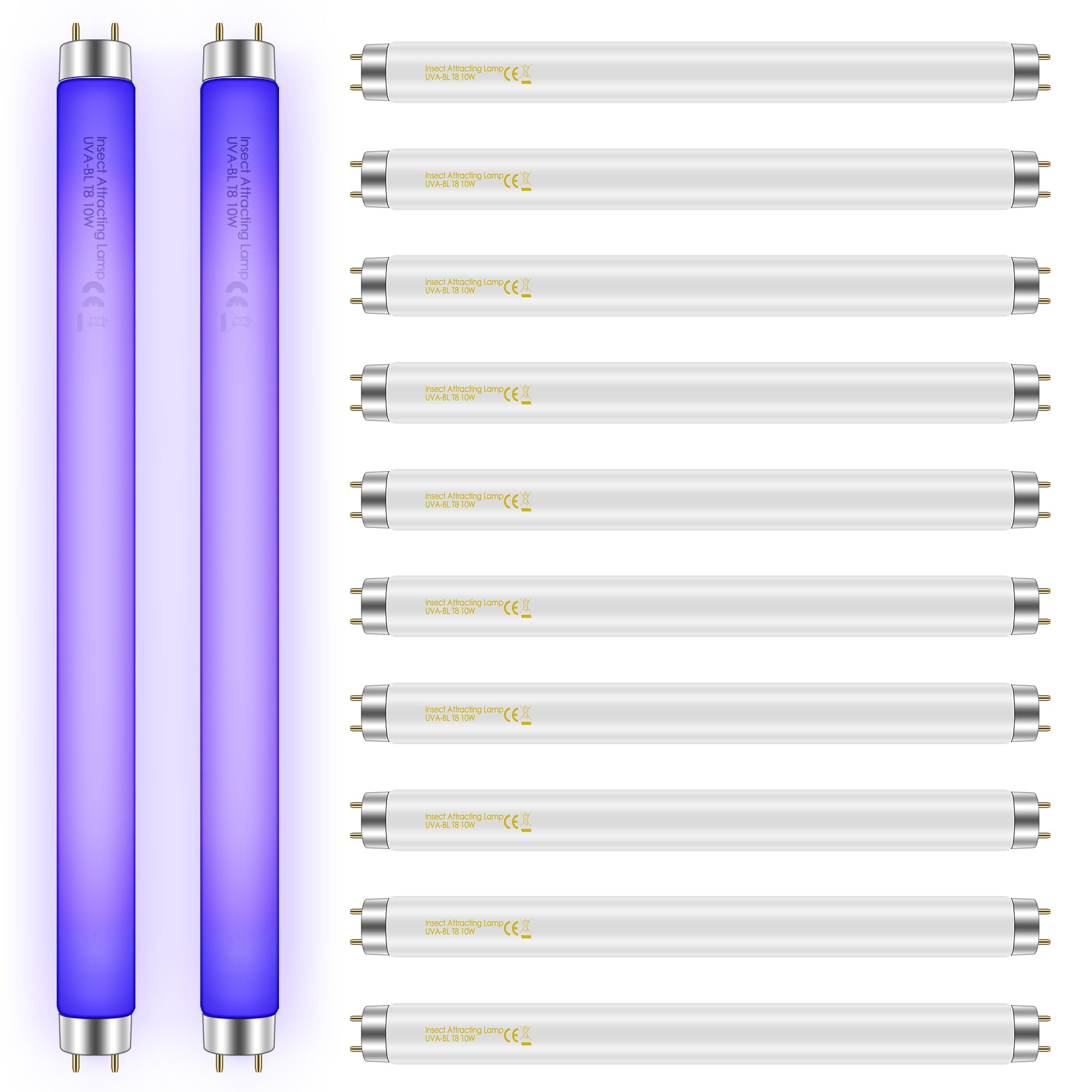 Qualirey bug zapper bulbs 12-pack for 13-inch tubes, quick replacement option.