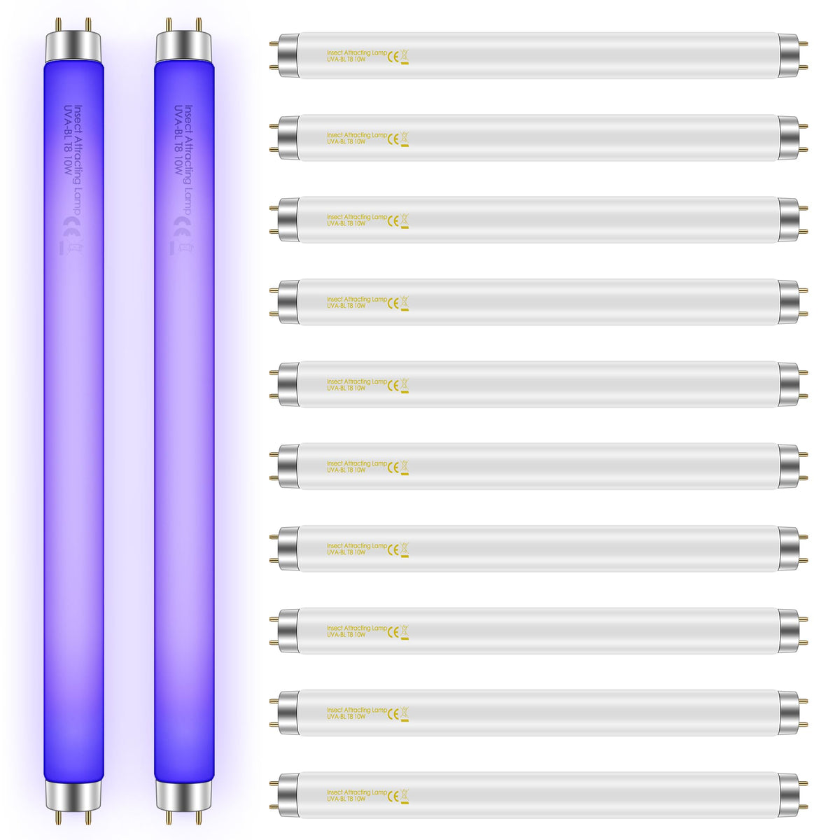 Qualirey bug zapper bulbs 12-pack for 13-inch tubes, quick replacement option.
