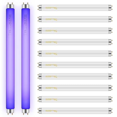 Qualirey bug zapper bulbs 12-pack for 13-inch tubes, quick replacement option.