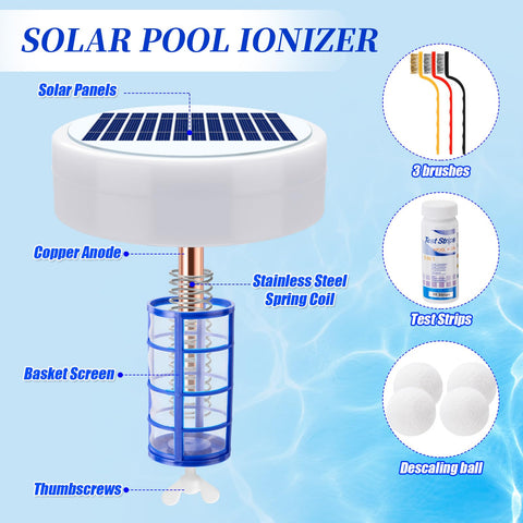 Qualirey descaling balls absorb debris for a cleaner surface in the pool.