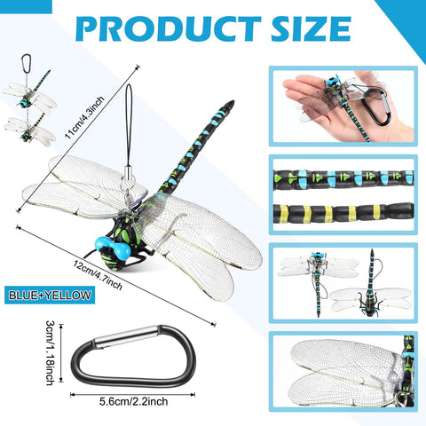 Qualirey dragonfly hat clip blue close-up highlights vivid detail for outdoor decor