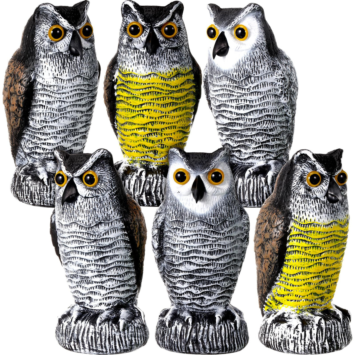 Qualirey fake owl decoy in brown deters garden birds without harm