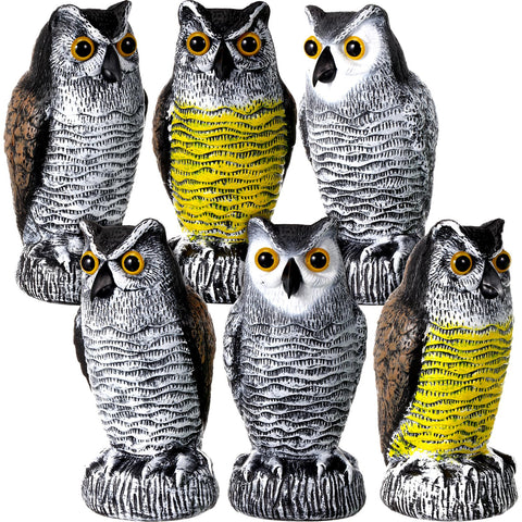 Qualirey fake owl decoy in brown deters garden birds without harm