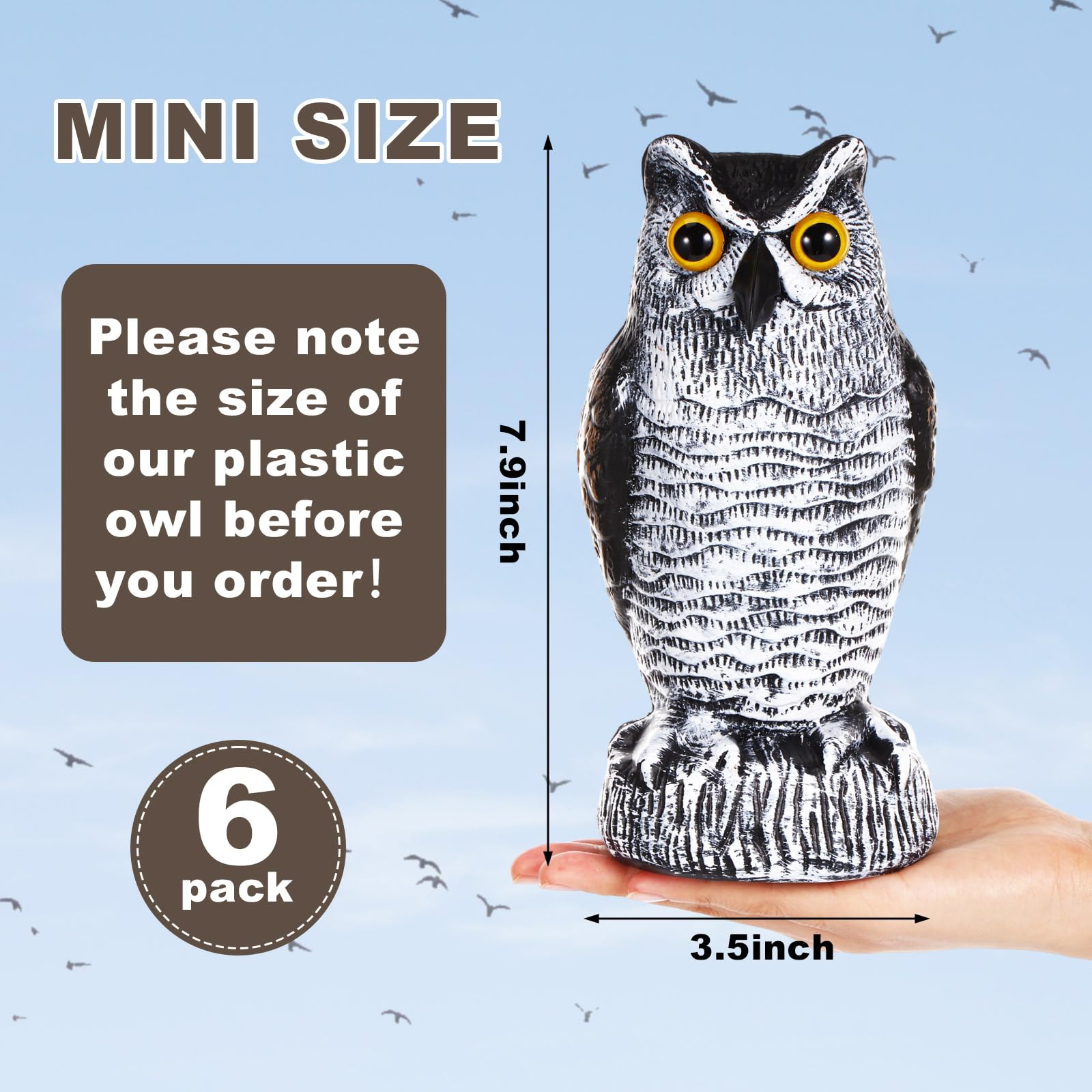 Qualirey fake owl decoy in green helps protect crops and fruit