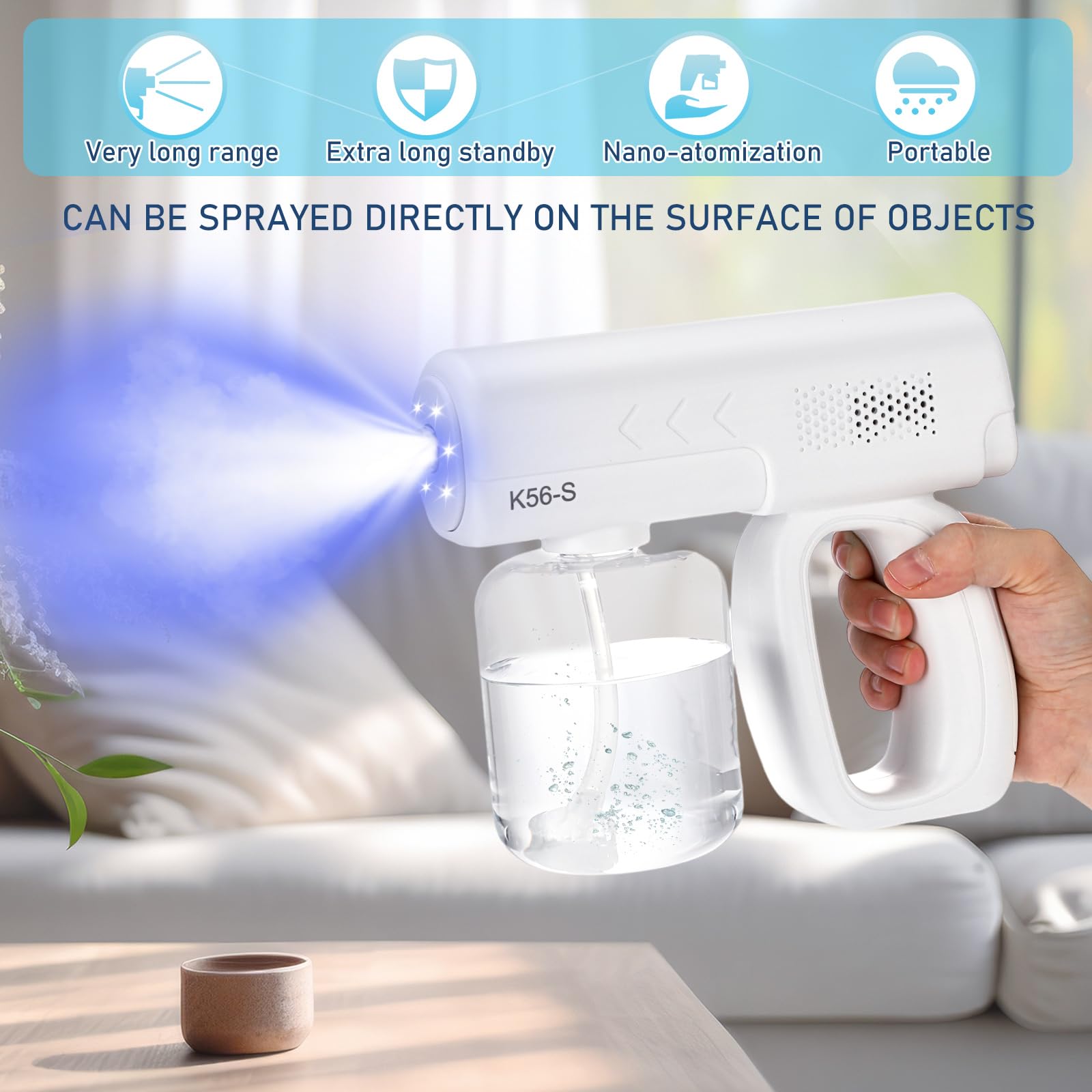 Qualirey sprayer with 1200mAh fast-charging battery for rapid readiness.