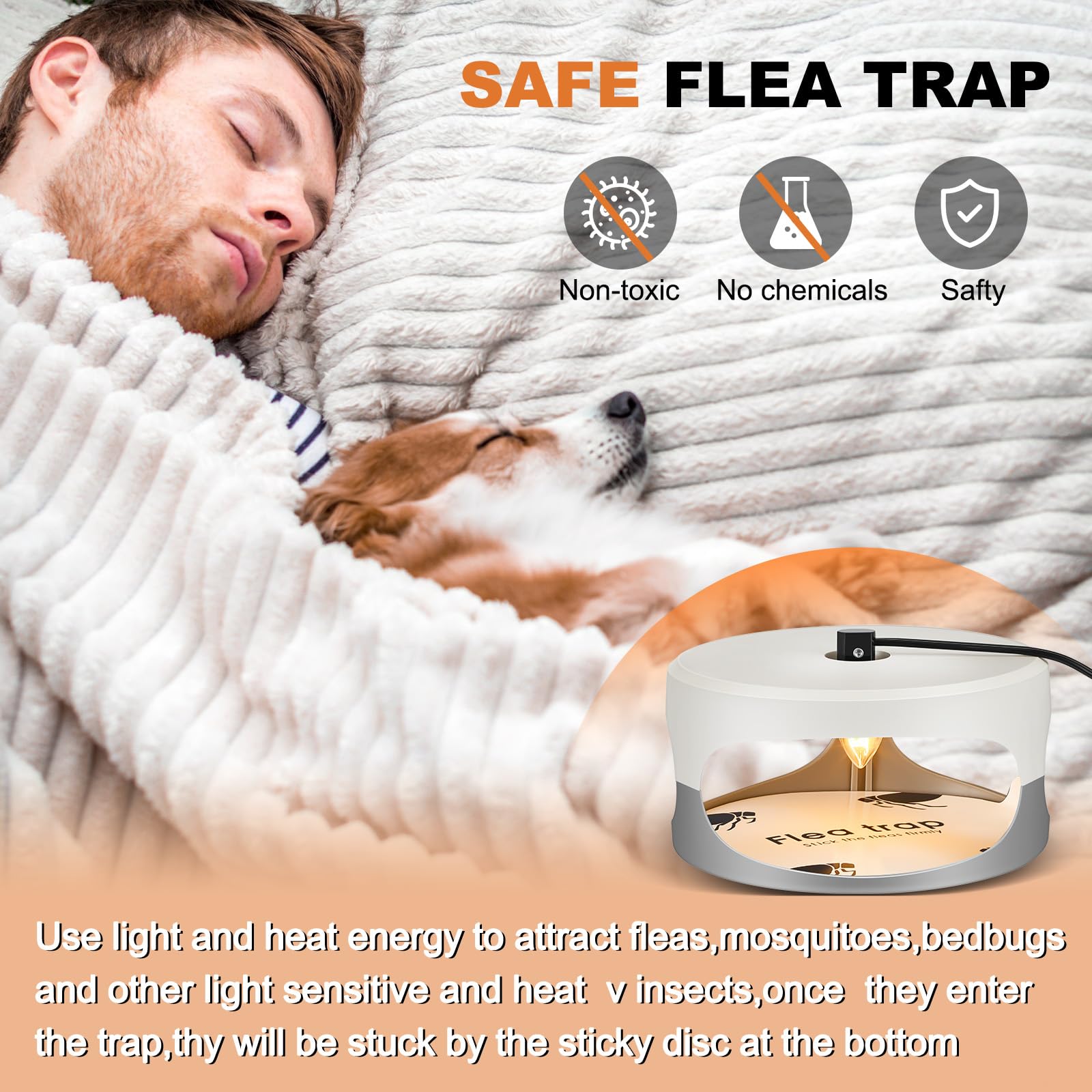Indoor flea trap placed on carpet to attract fleas