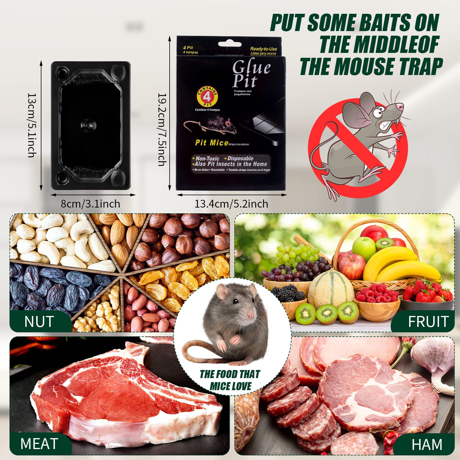 Qualirey glue trap top view shows bait area to attract pests