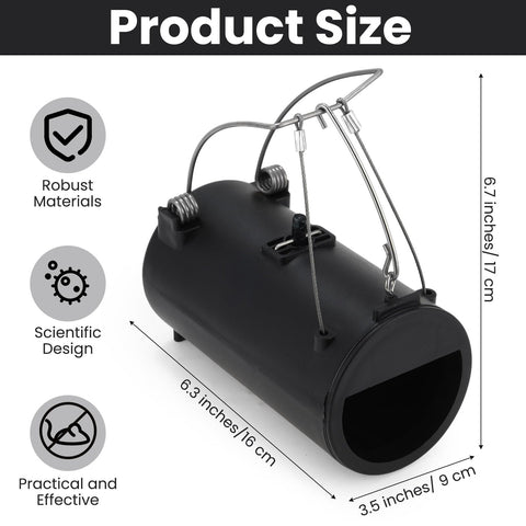 Qualirey gopher trap outer view in black plastic for durable outdoor use.