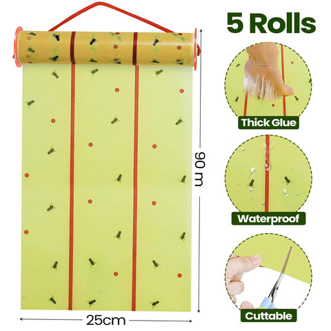 Qualirey green fly trap roll close-up shows strong adhesive surface.