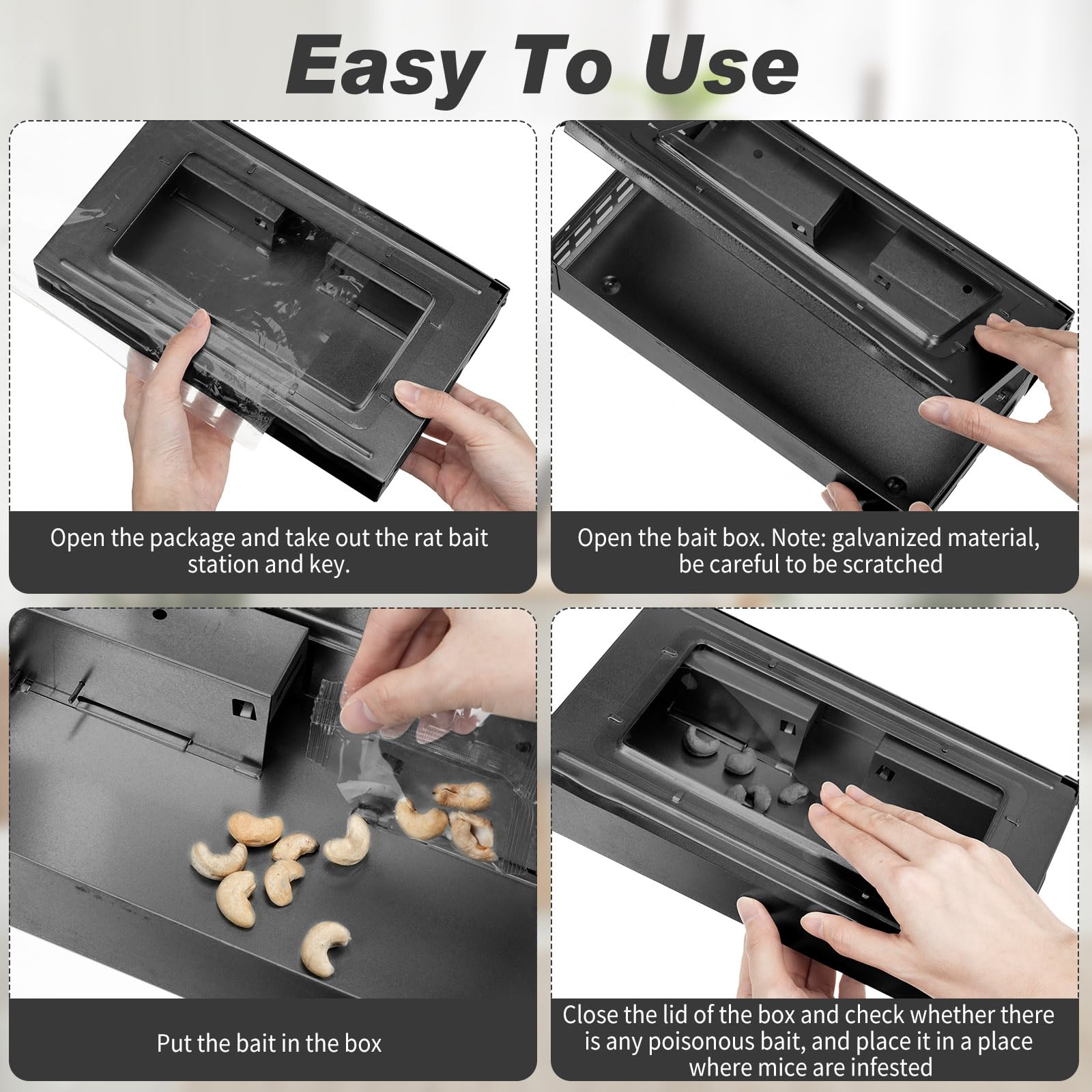 Qualirey indoor-outdoor rodent trap ready for versatile placement.