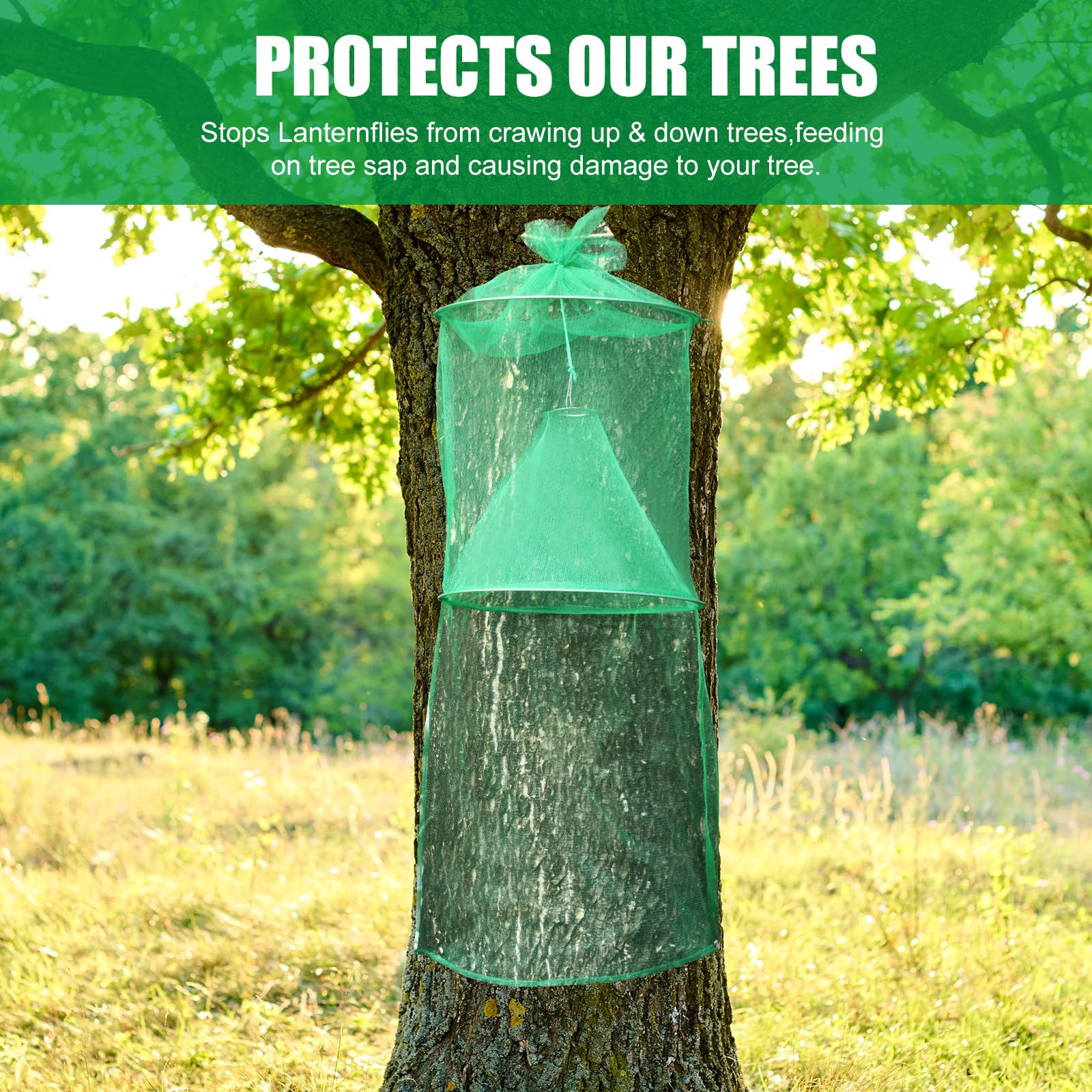 Qualirey lanternfly traps-green packaged: eco-friendly color helps camouflage in landscapes.