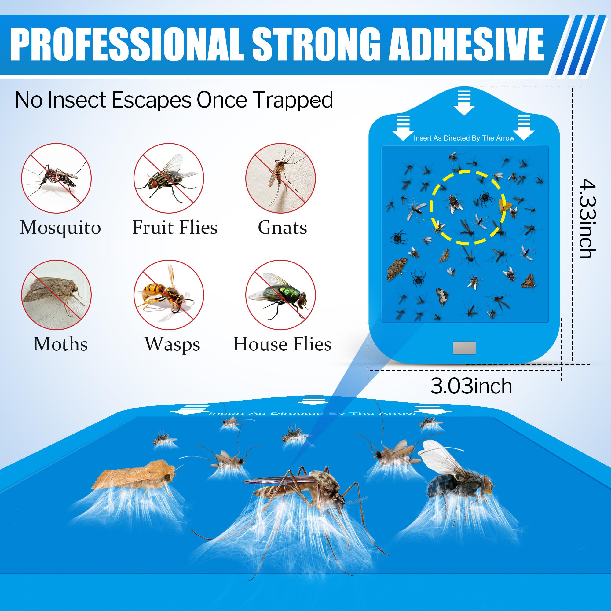 Qualirey light-trap refill adhesive card captures insects safely.