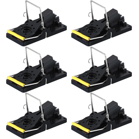 Qualirey mouse trap plastic snap 6-pack for fast, reusable rodent control indoors and outdoors