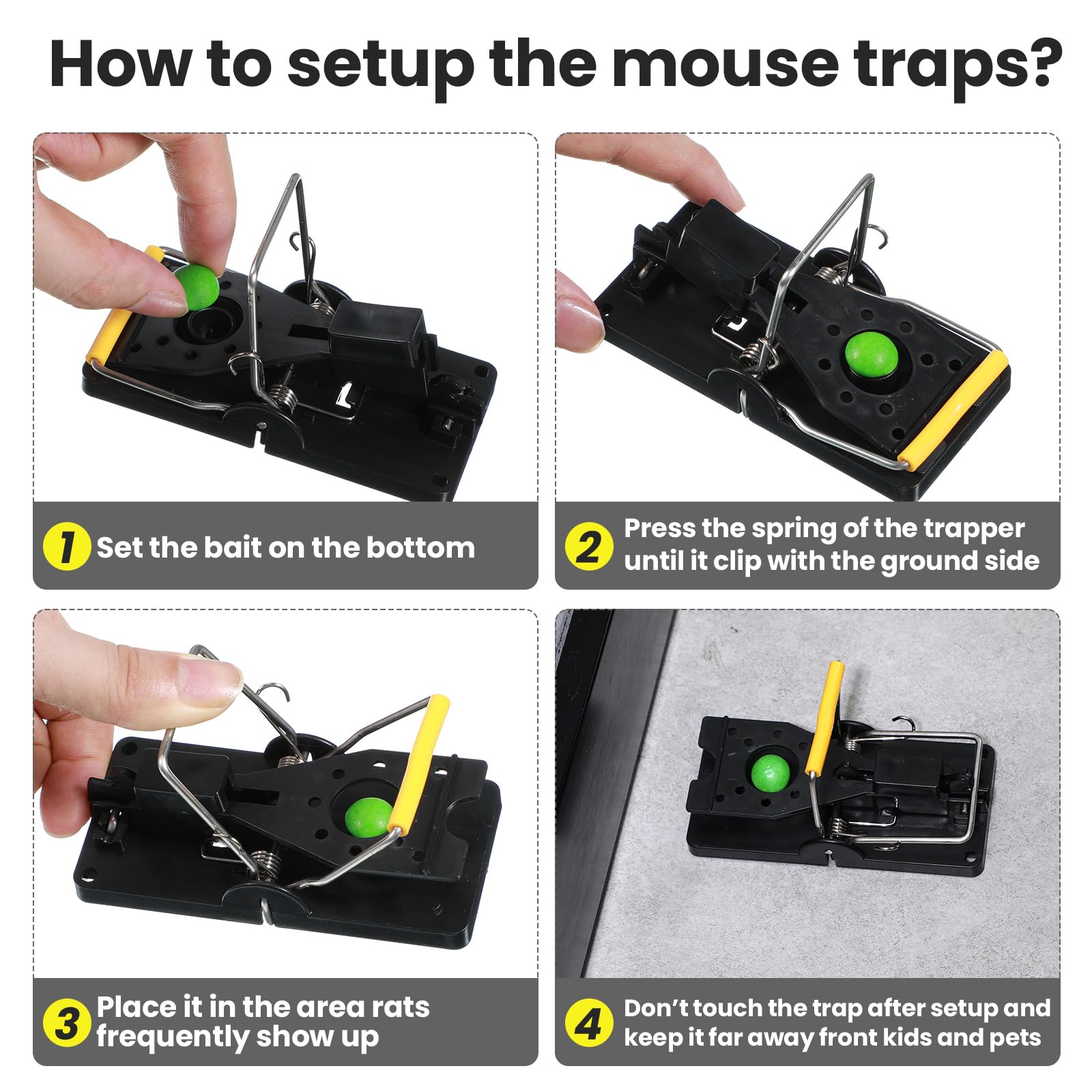 Qualirey mouse trap quick bait setup simplifies setting and monitoring