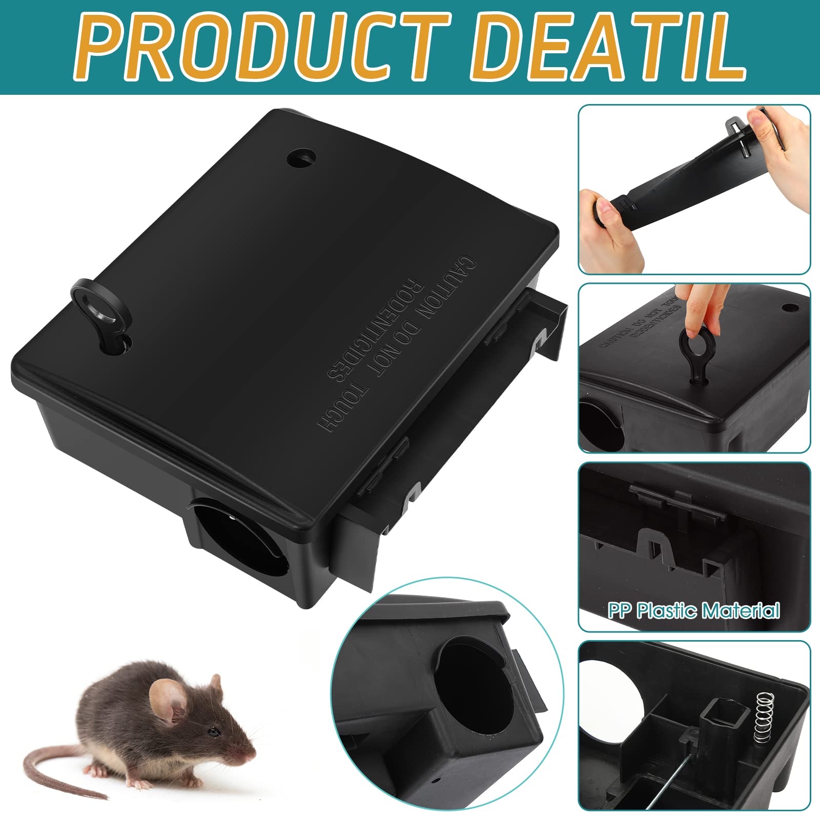 Qualirey outdoor rodent trap 12-pack is ready for installation across multiple spaces.