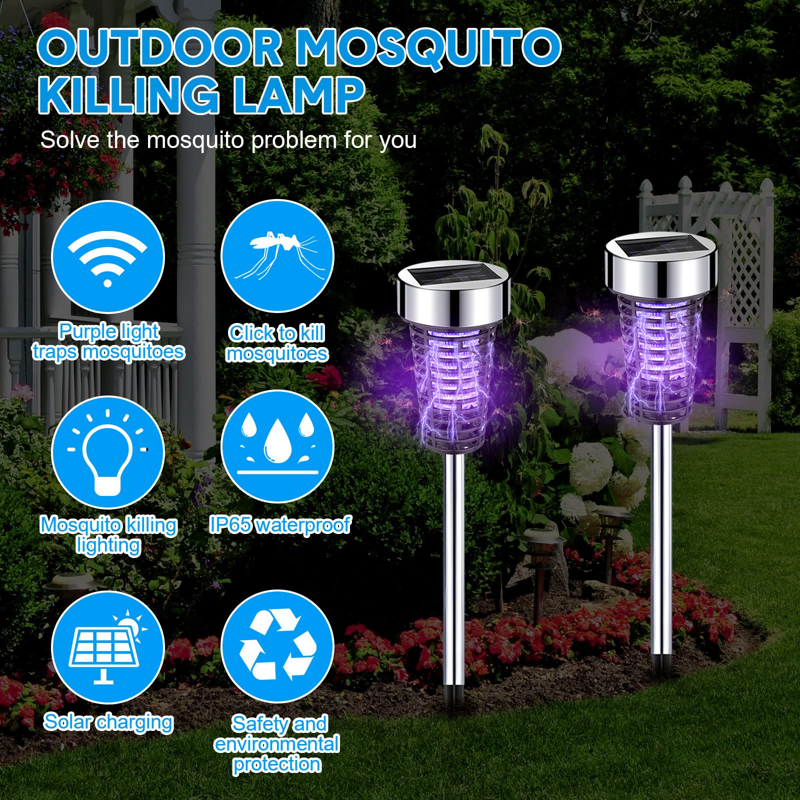 Qualirey purple light mosquito killing mode reduces bites at dusk.