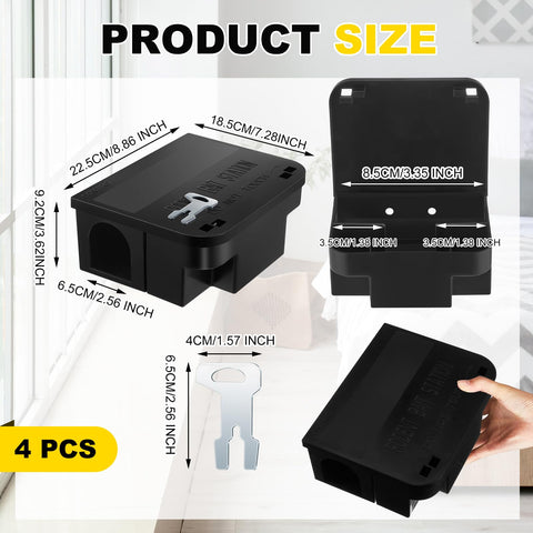 Qualirey rat bait station with tamper-proof keys protecting children and pets.
