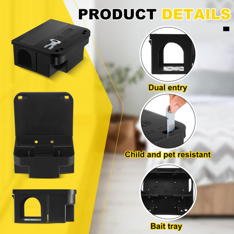 Qualirey square-design bait station fits tight corners and spaces.