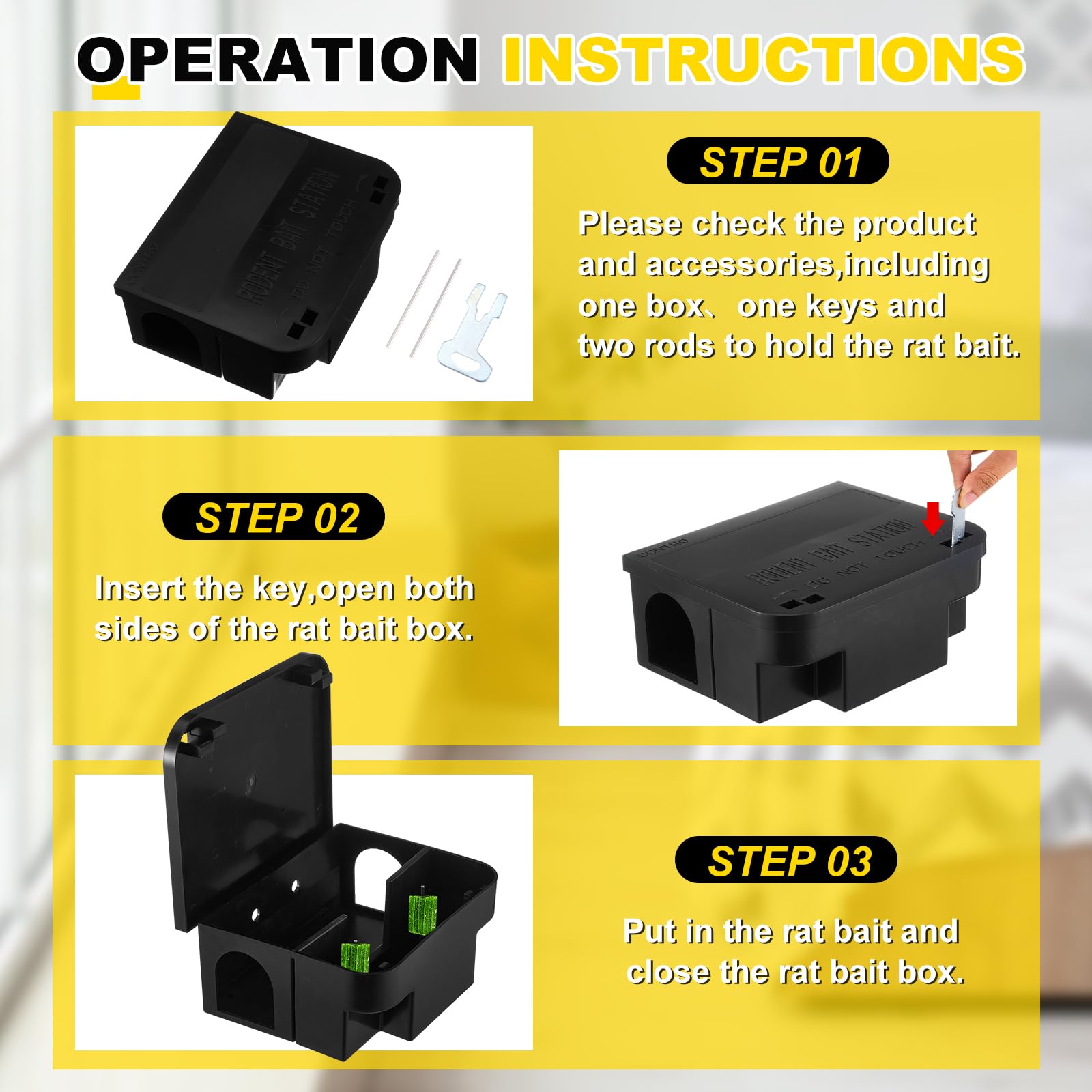 Qualirey weather-resistant rat bait station suitable for outdoor use.