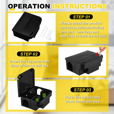 Qualirey weather-resistant rat bait station suitable for outdoor use.