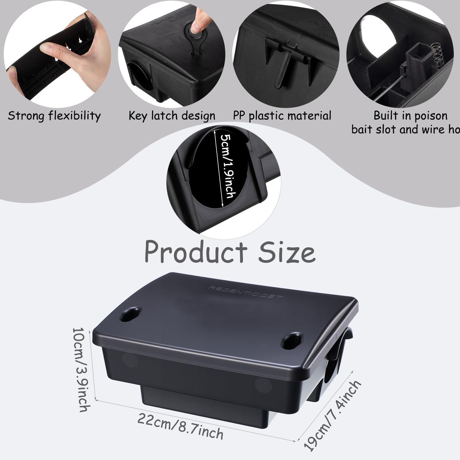 Qualirey rat station in classic black, reusable and sturdy.