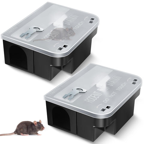 Qualirey rat bait station with clear lid for easy monitoring.