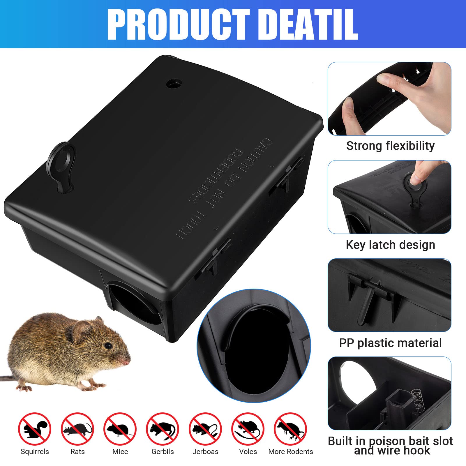 Qualirey rat stations heavy-duty plastic ensures durability and reuse.