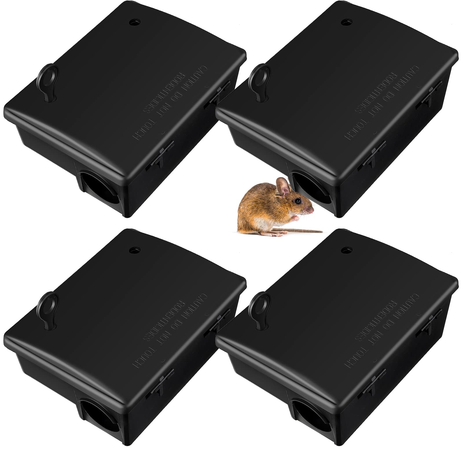 Qualirey rat stations outdoor lockable black six-pack for secure rodent control.