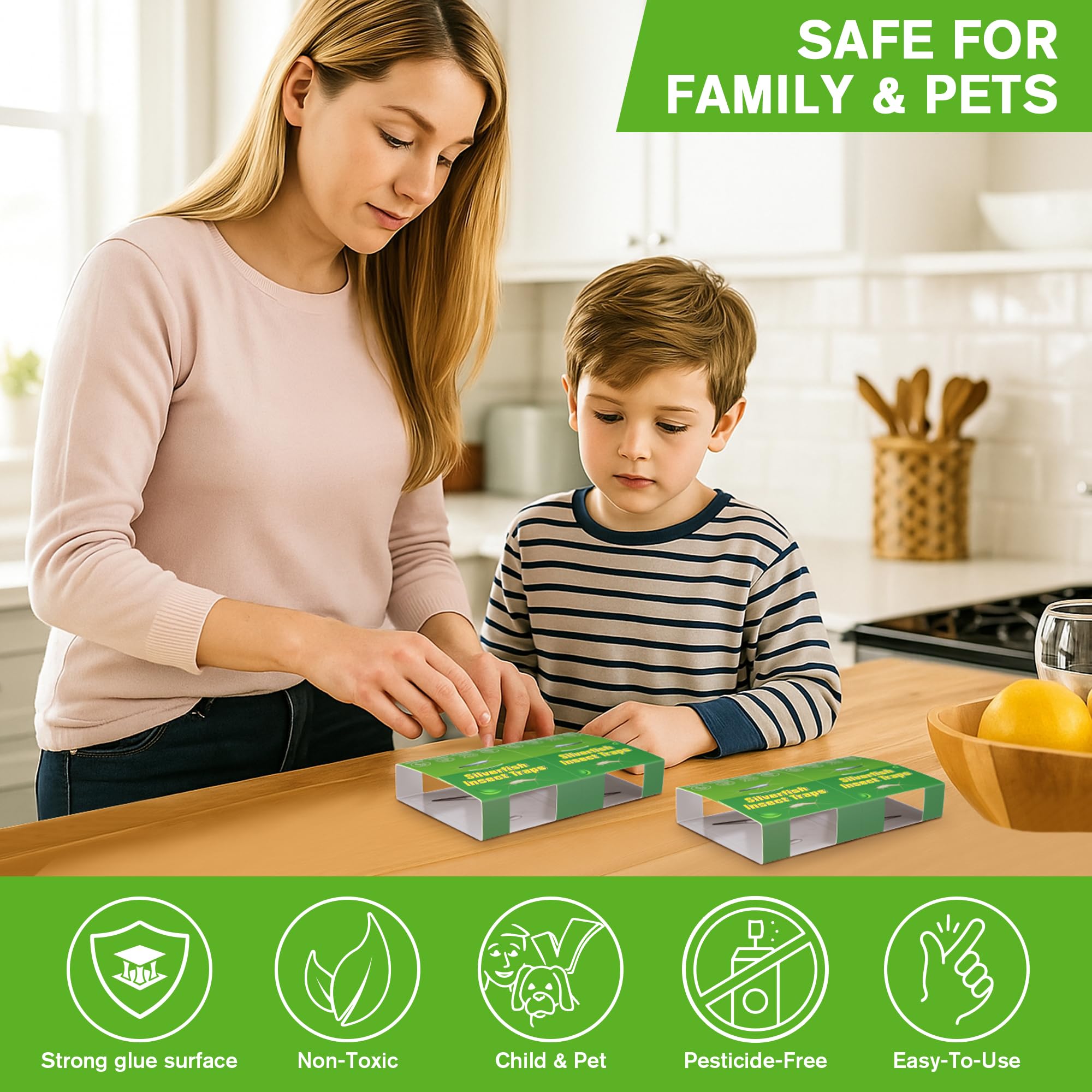 Qualirey trap stays flat with rear adhesive for stable placement.