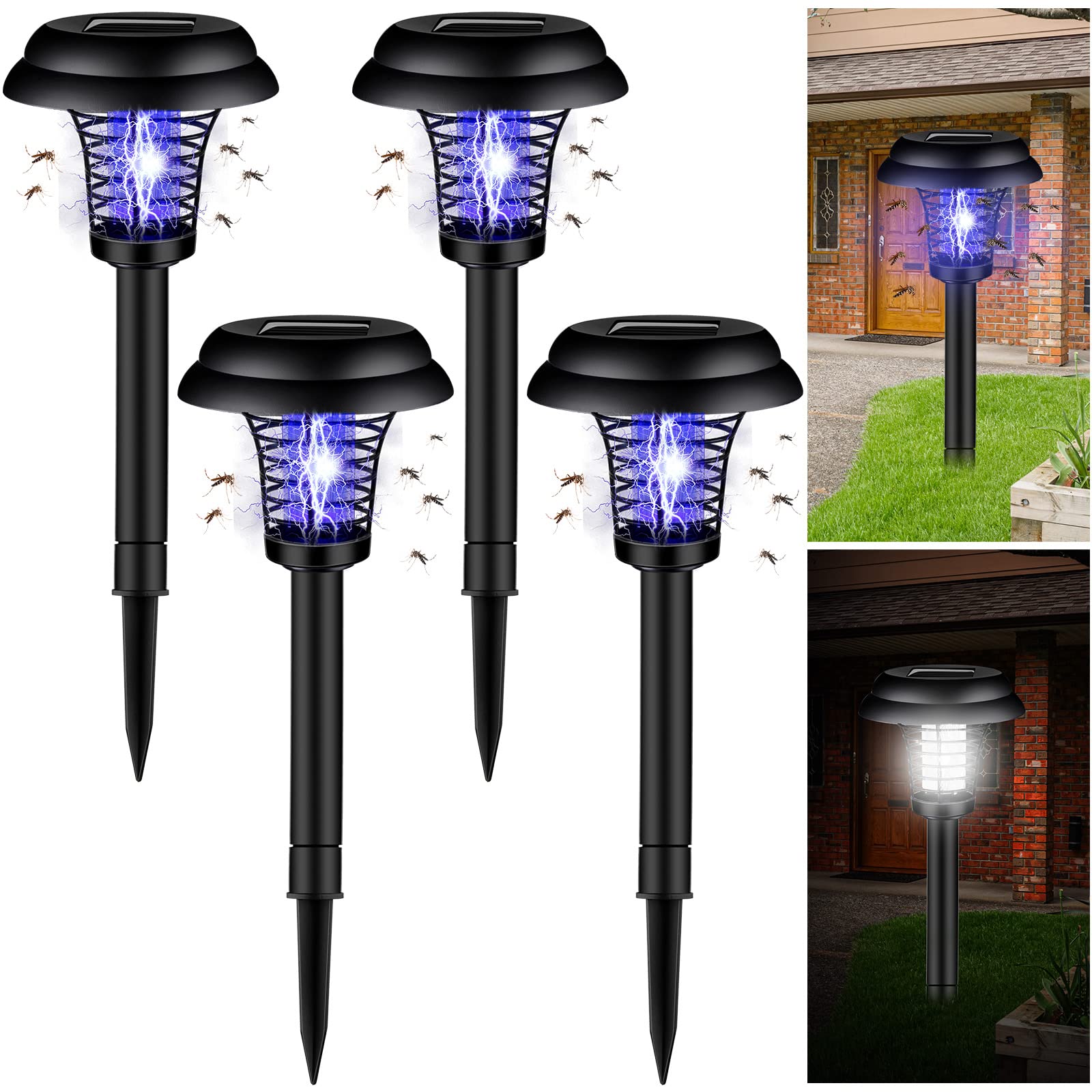 Qualirey solar bug zapper 4pack front view, ready for garden protection.