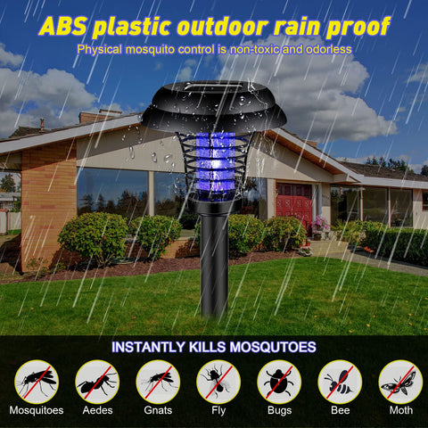 Qualirey solar bug zapper 4pack light colors, purple and white illumination.