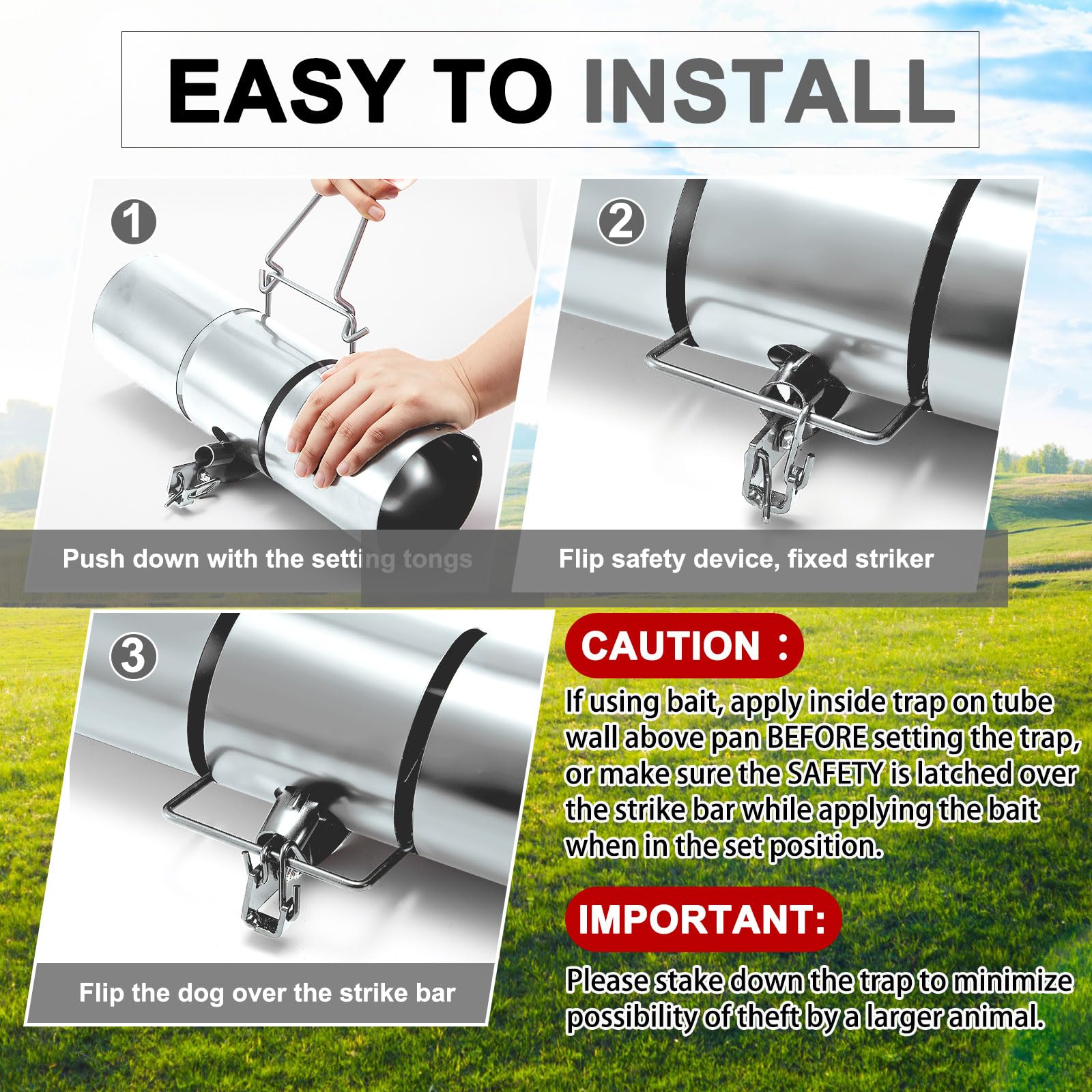 Qualirey squirrel trap features a 4-5 inch diameter design