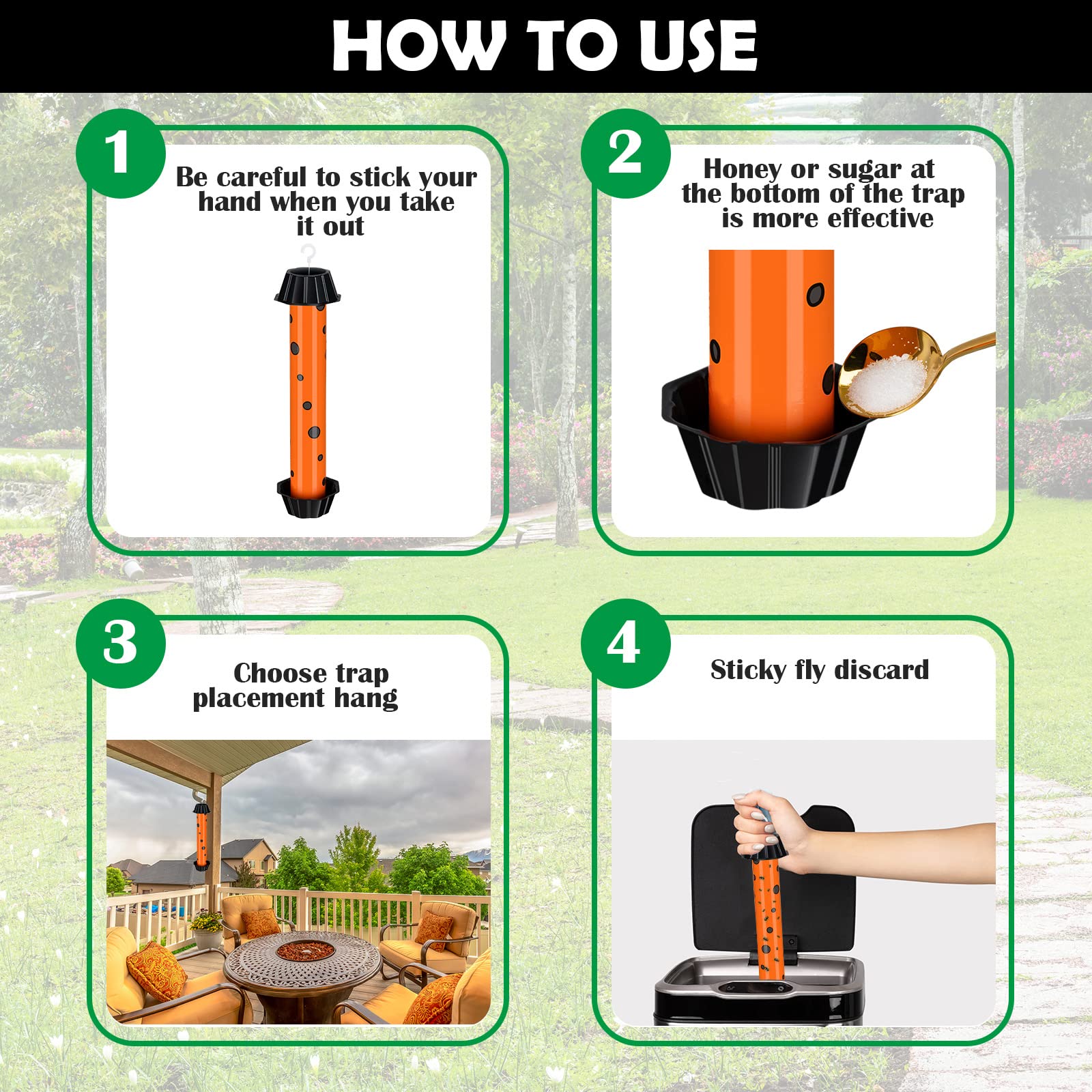 Qualirey fly trap measures 10 x 3 inches for better reach.