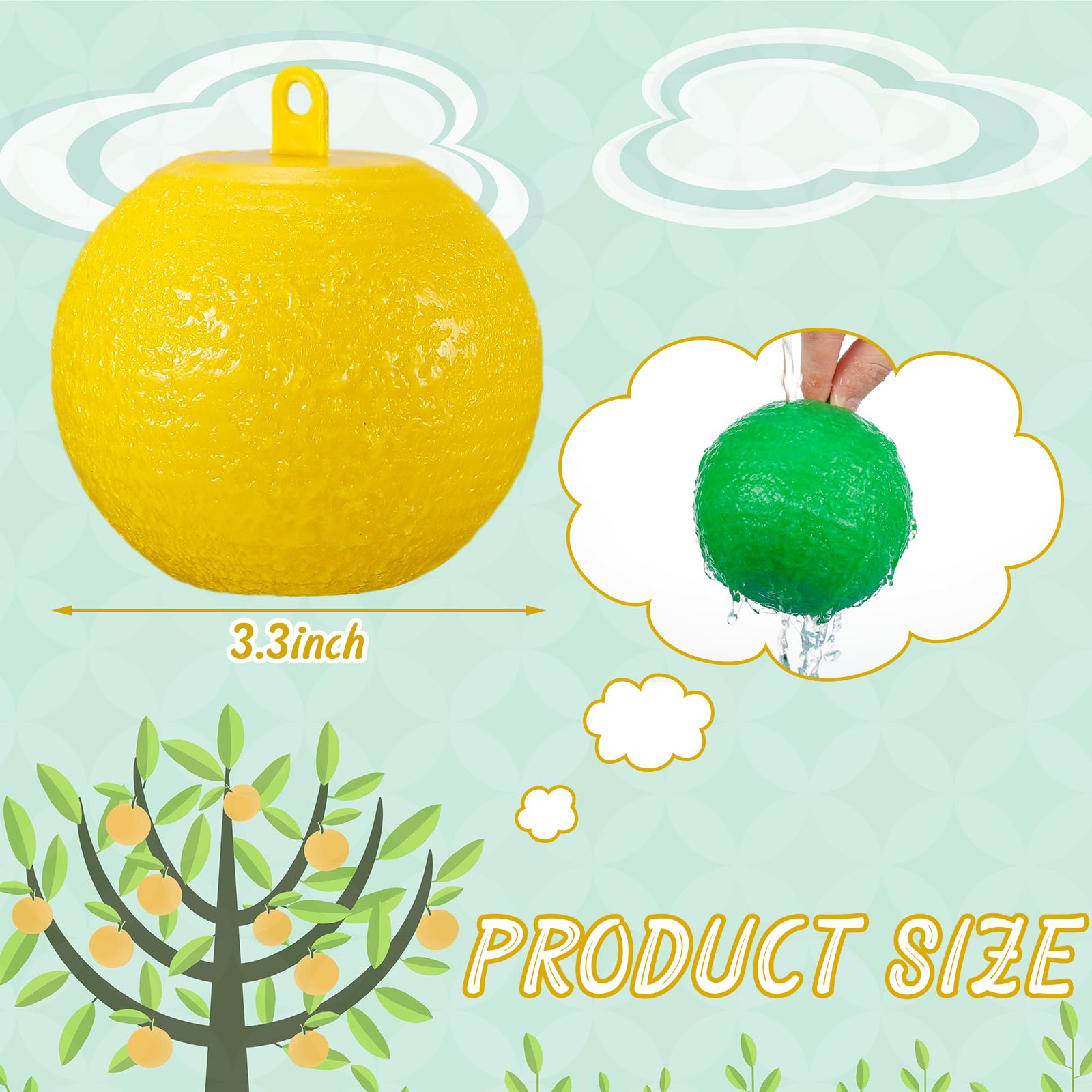 Qualirey sticky fruit fly trap ball yellow designed for easy outdoor placement.