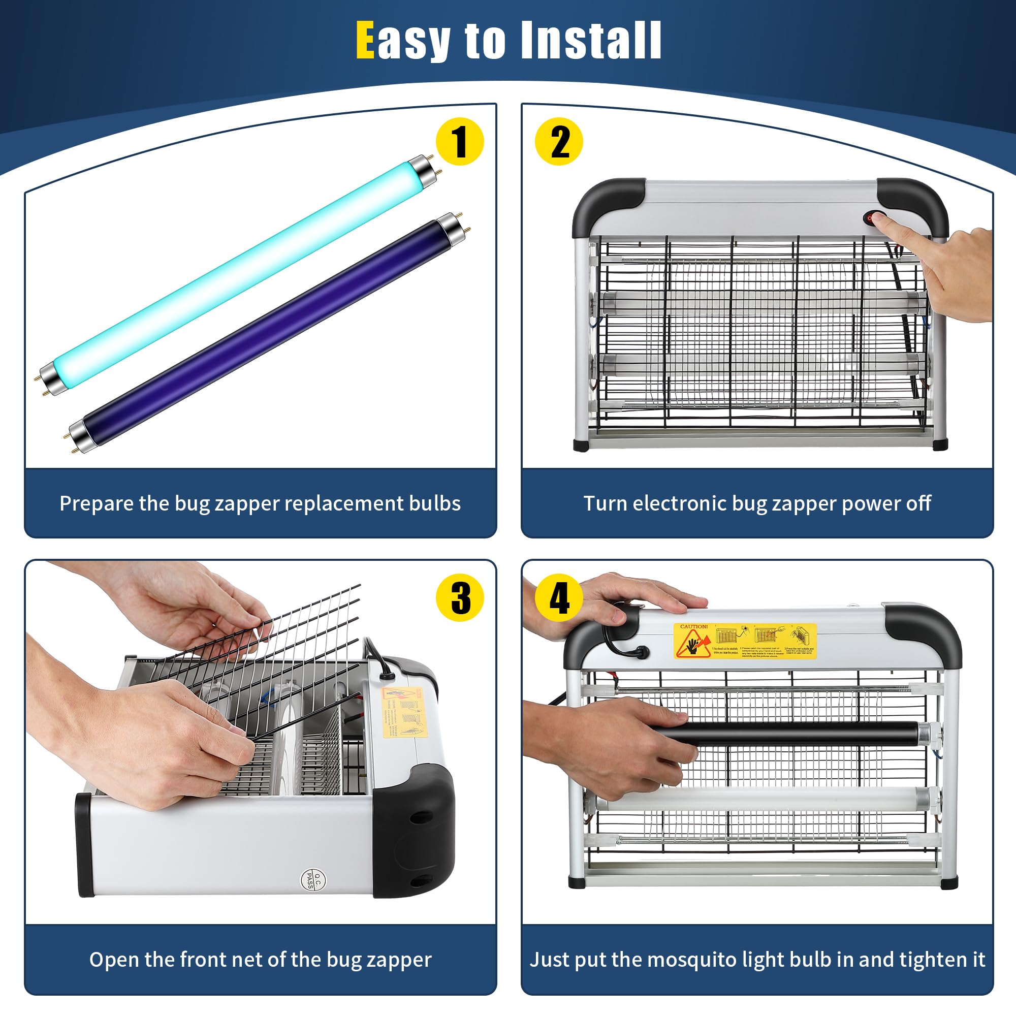 Qualirey T8 bulb compatible with 20W bug zappers for versatile setups.