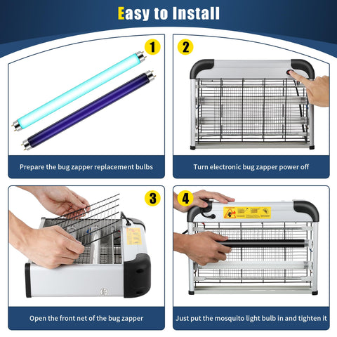 Qualirey T8 bulb compatible with 20W bug zappers for versatile setups.